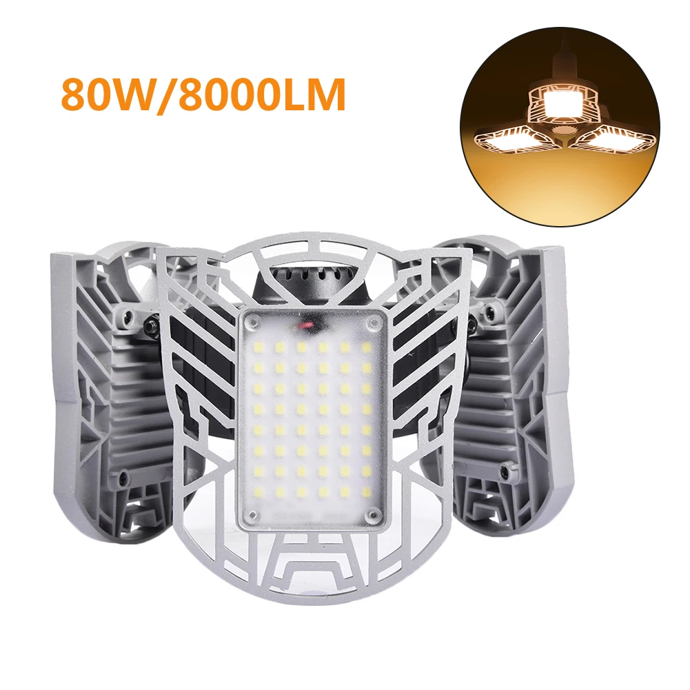 80w warm sensor Led Garage Lamp UFO Deform Industrial Lamp E27/E26 Led High Bay Light 60/80W Workshop Parking Warehouse Lamp 85-265v - Цвет: 80w warm sensor