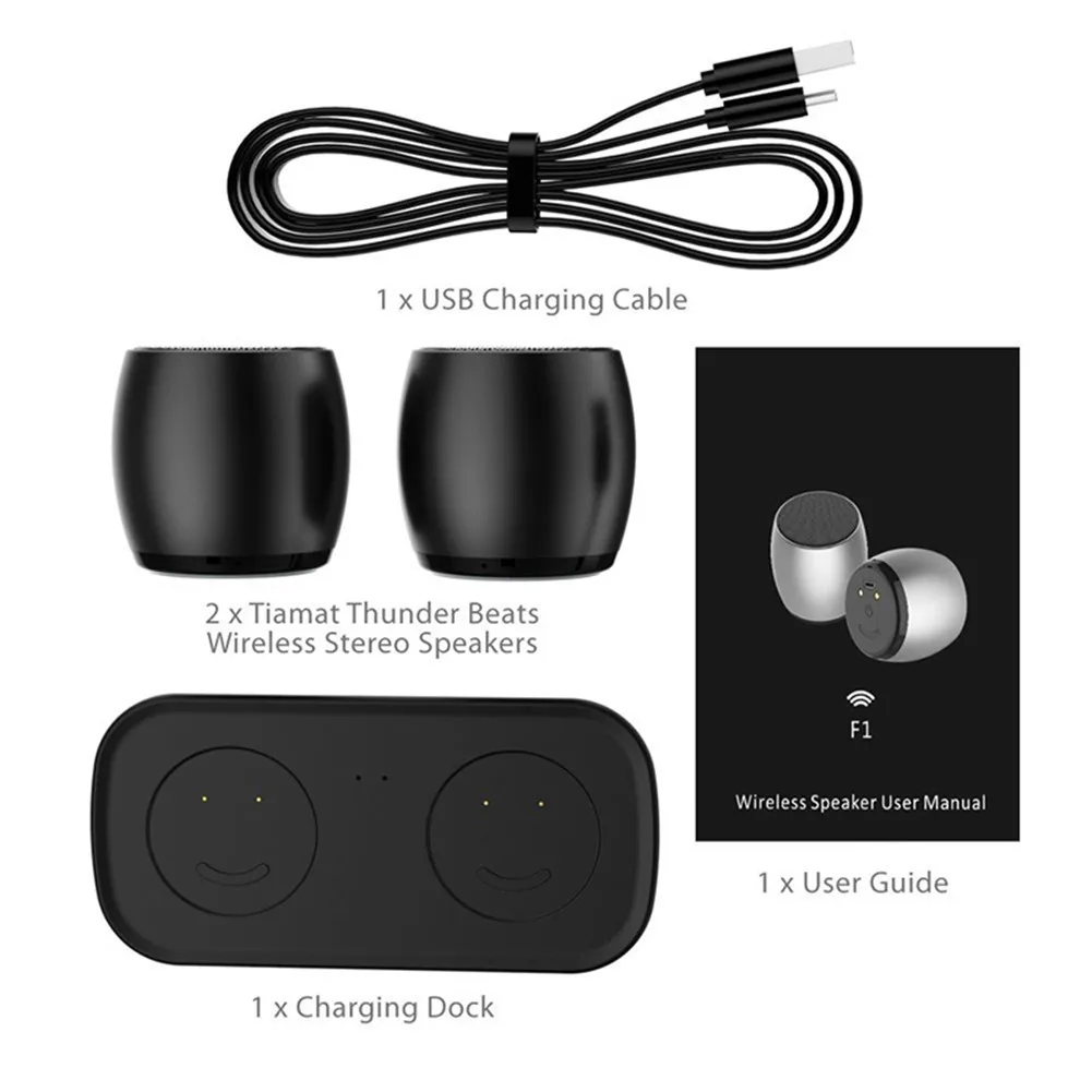 Двойной Bluetooth-динамик с беспроводной зарядной док-станцией Стереодинамик TWS HD