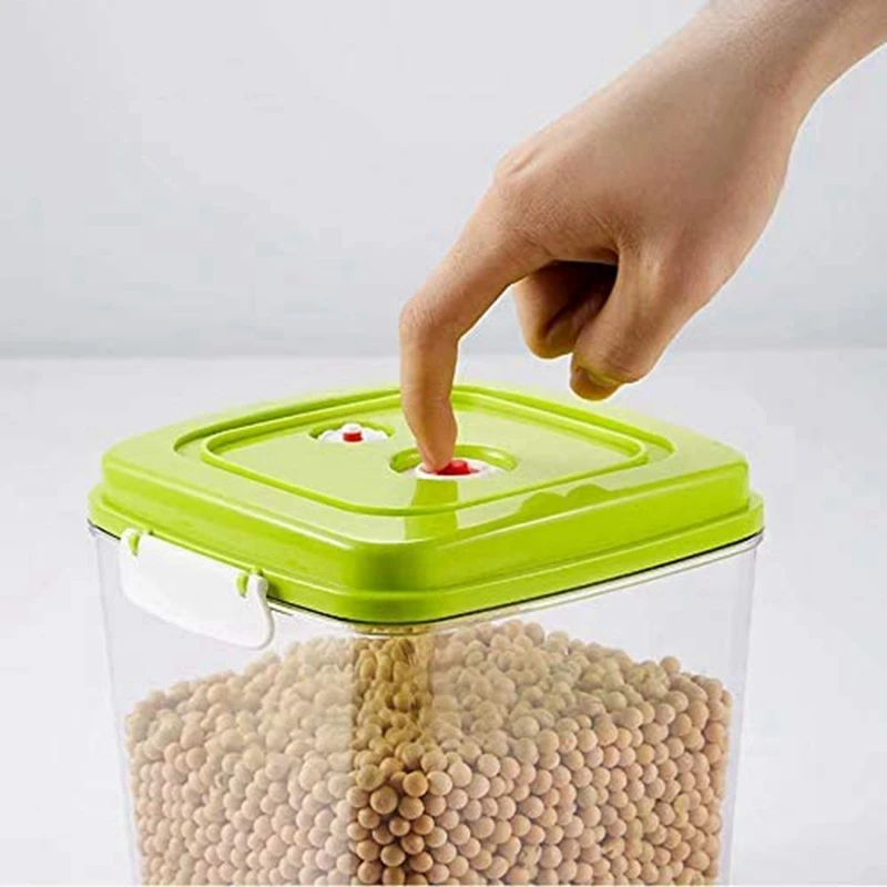 

3 Vacuum Container Large Capacity Food Storage Box Jar Square,Kitchen Clear Thick Containers Sealer Lid with 1 Hand Pump