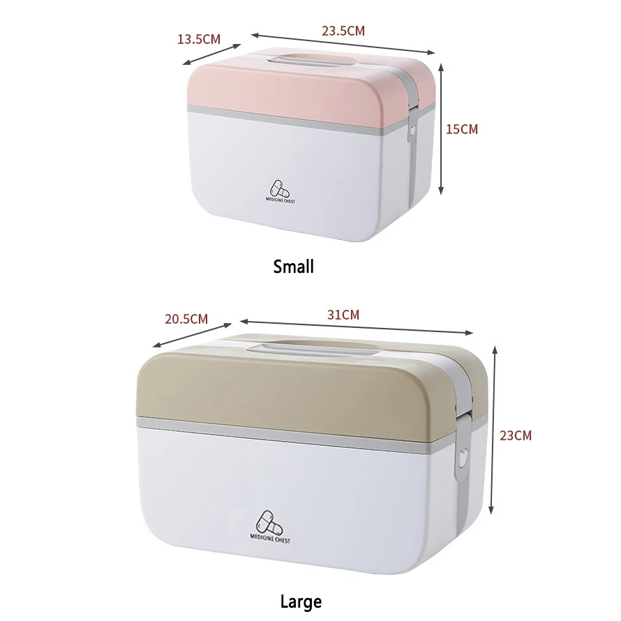 

Large Capacity 2 Layer Portable Family Sundries Storage First Aid Kit Plastic Drug Multi-Functional Medicine Emergency Cabinet
