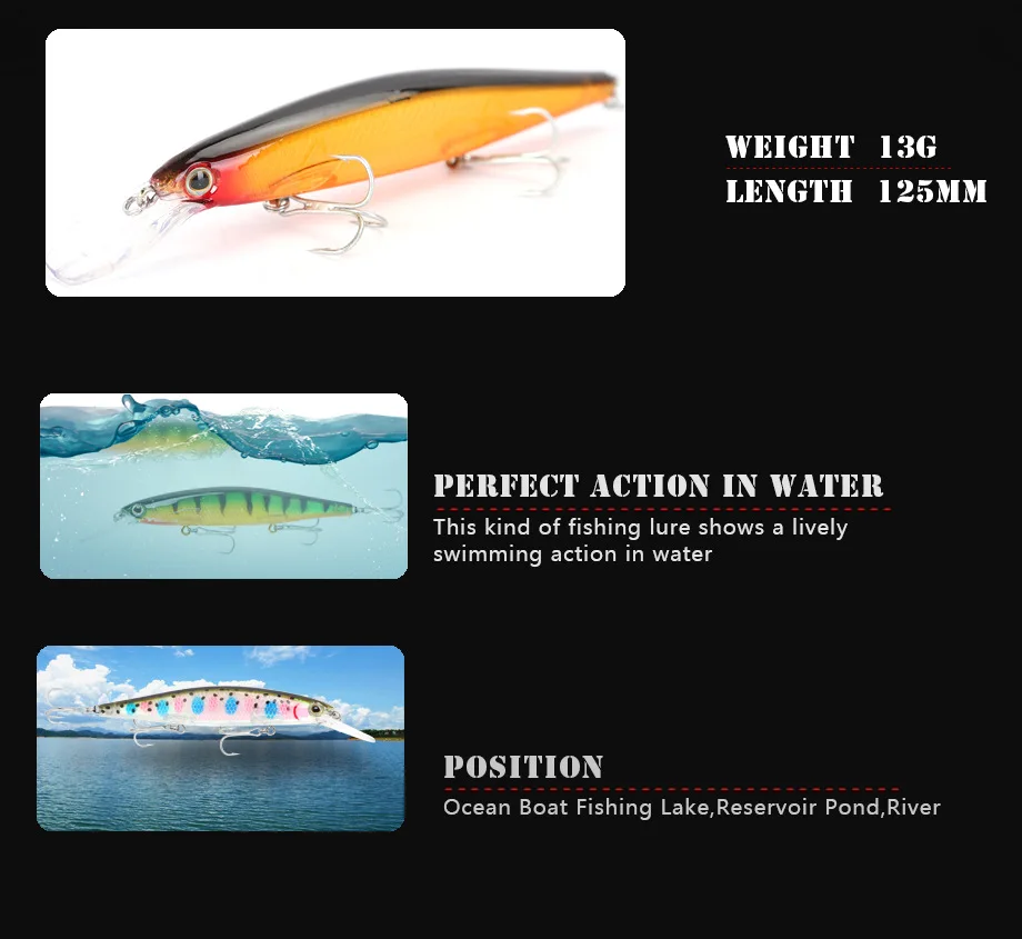 

9pcs 12.3cm 13g Jerkbaits Fishing lures floating Sinking Minnow lure swimbait Quality Hard Bait Wobblers pesca fishing tackle