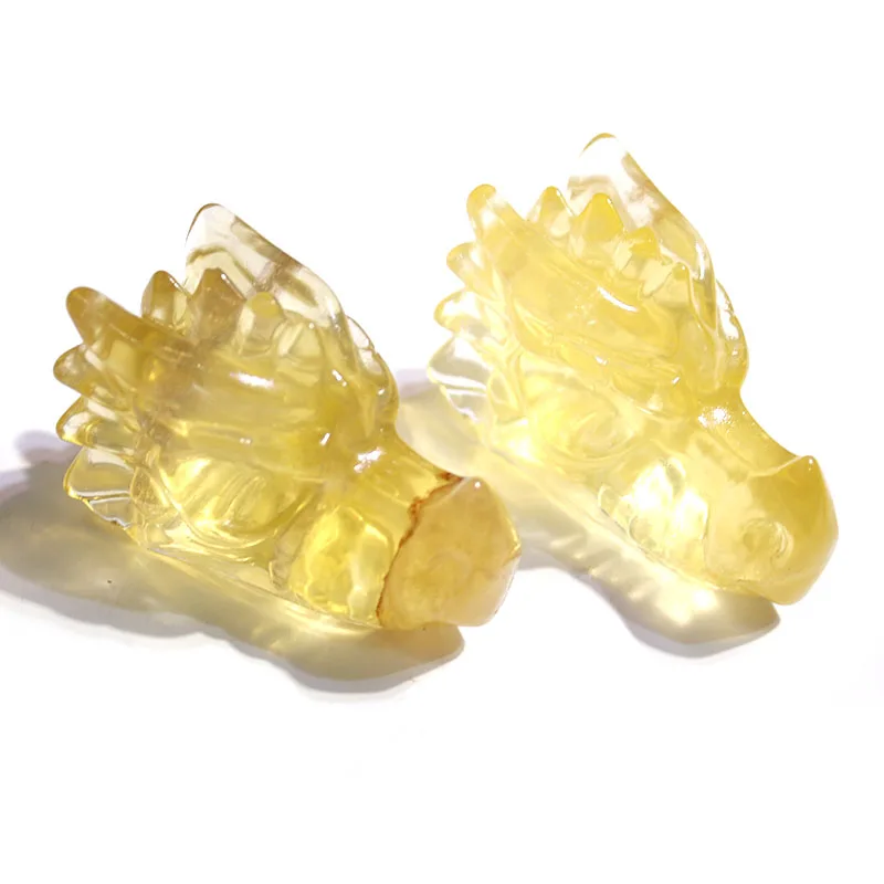 

1 PCS Hand Carved Natural Yellow Fluorite Crystal Dragon Head Craft