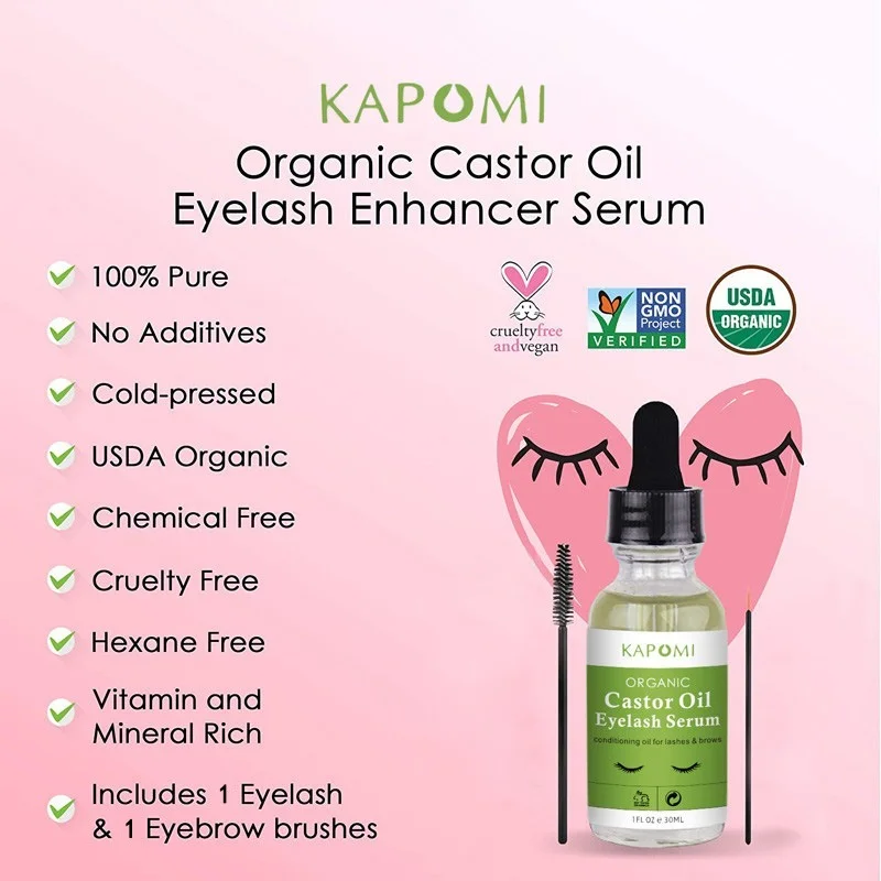 

100% Pure Organic Castor Oil Mascara Essence Natural Mascara Eyelash Growth Fluid Containing Mascara Brush Eye Care
