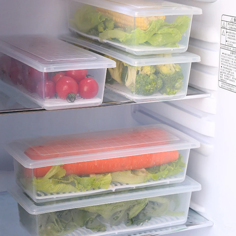 Contenitori per alimenti freschi contenitori da cucina frigorifero Organizer custodia rimovibile vassoio di scarico vassoio frutta verdura pesce carne organizzatore