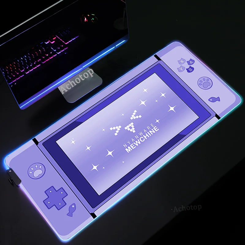 

Kawaii Pink Large Mouse Pad RGB Lock Edge Mousepad Gamer Computer 80x30 Mouse Pad LED Gaming Padmouse Laptop Keyboard Mouse Mat
