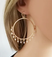 high quality circle tassel big hoop fake pearl around drop earrings for women