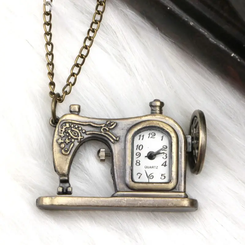 Швейная швейная машина карманные часы кварцевые Модные Винтажные ожерелье Шарм