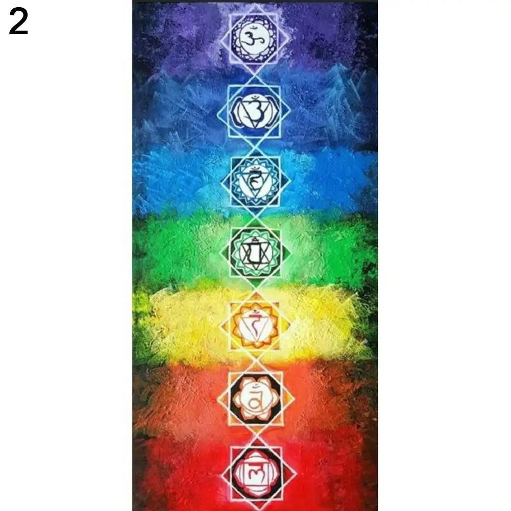 

Rectangle Rainbow 7 Chakra Mandala Bohemia Blanket Tapestry Summer Beach Towel Yoga Mat 150cm x 75cm shawl