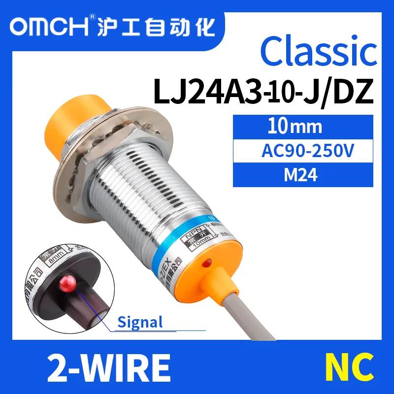 

OMCH M24 LJ24A3-10-J/DZ non-flush metal inductive proximity switch sensor switch 2-WIRE NC detection range 10mm AC90-250v