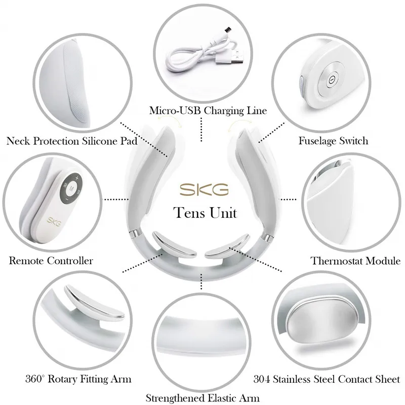 SKG Smart Electric Neck Massager Heating Pain Relief Tool 3D Wireless Deep Tissue Body Massage Health Care Relaxation For Travel
