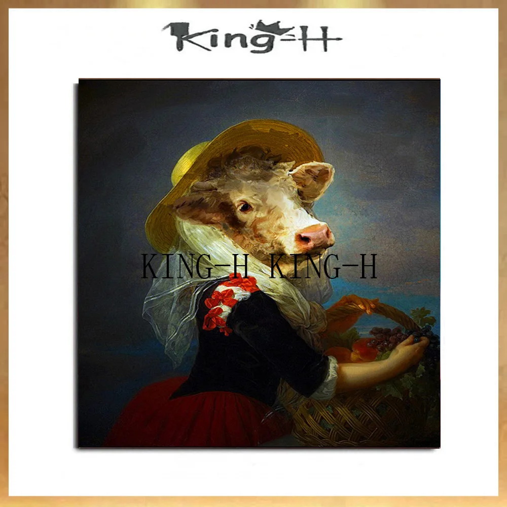 Реалистичная картина маслом с изображением людей головы козы вручную