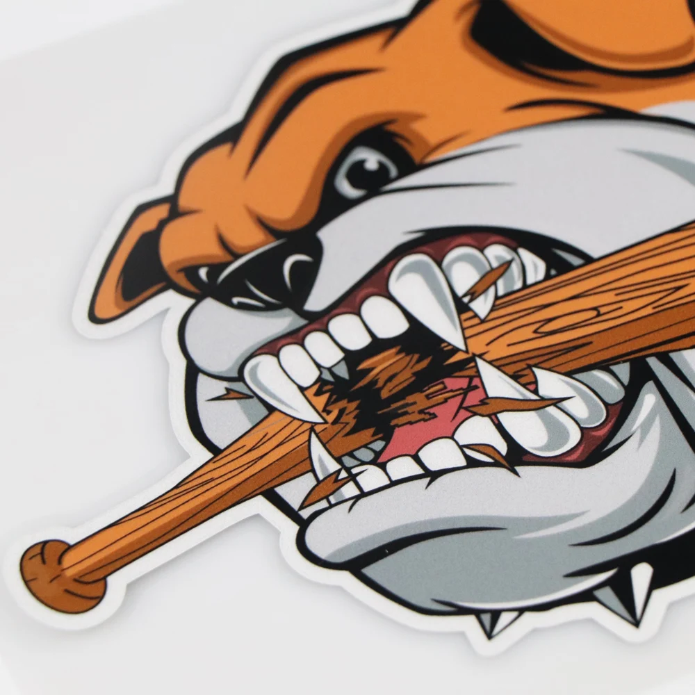 YOJA 16.5X13CM Angry Bulldog Biting Stick Car Sticker Funny Colour Vinyl Decals Cartoon Dog ZT3-0095 | Автомобили и мотоциклы