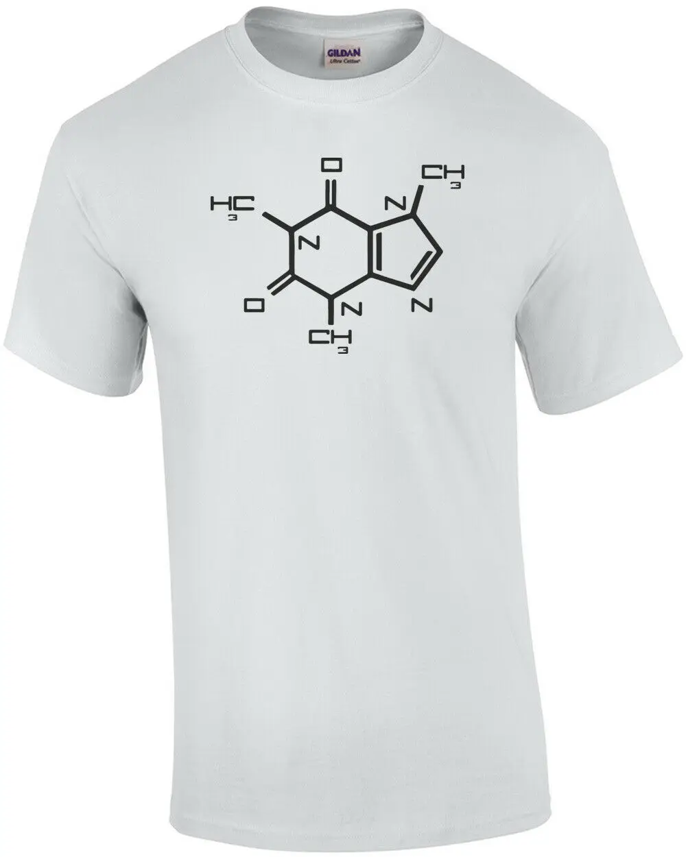 Футболка с изображением молекул кофеина|Мужские футболки| |