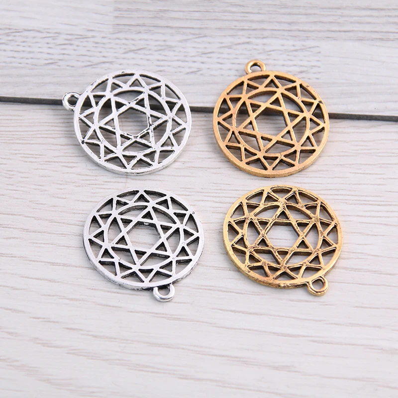 

SWEET BELL 20 шт 23*26 мм металлический сплав двухцветная Геометрическая круглая подвеска Подвески для самостоятельного изготовления ювелирных изделий ручной работы