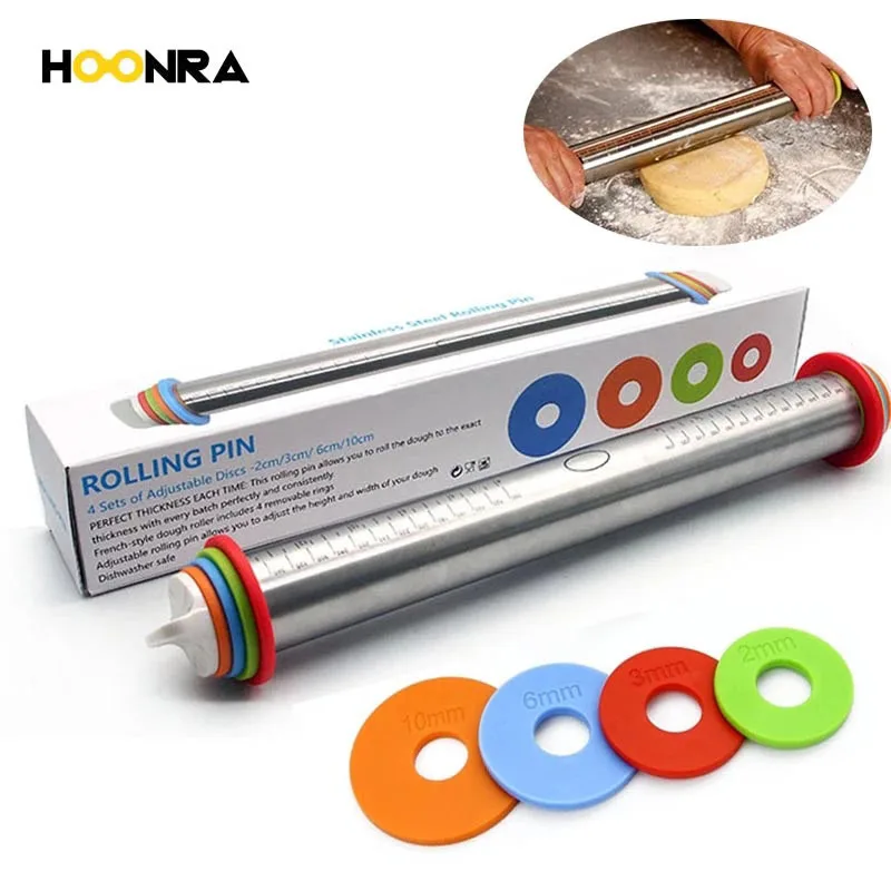 

HOONRA 1 шт. Длина Регулируемый Скалка Нержавеющая сталь Fondant (сахарная) 44 см Скалка торт ролик для раскатки теста формы для выпечки Инструменты