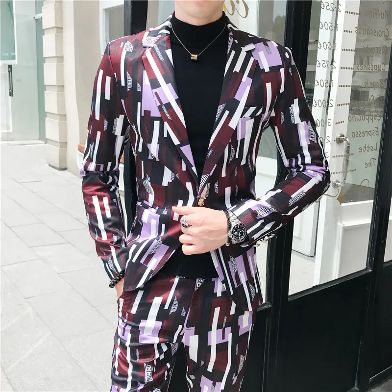 Мужской костюм со штанами комплект из 2 предметов сценический дизайн модное