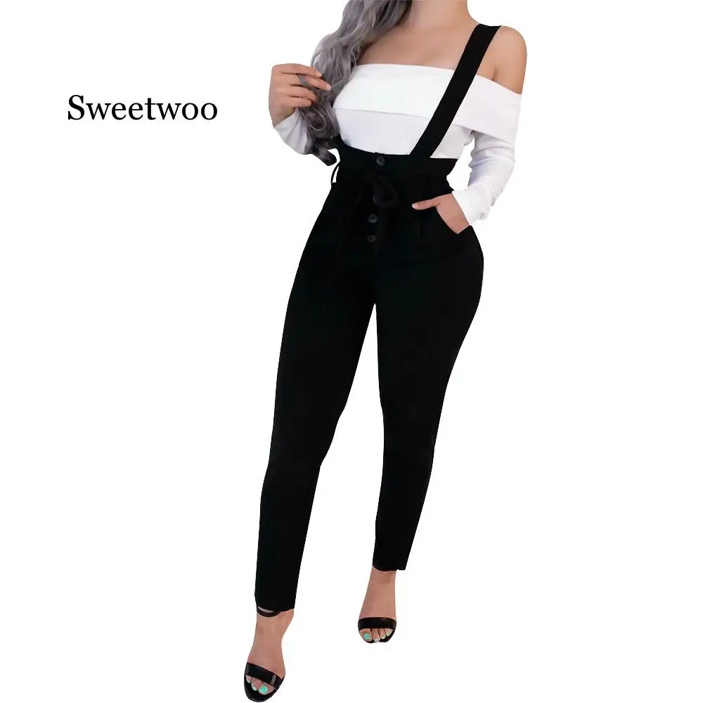 

Брюки-карандаш женские на пуговицах, модные повседневные однотонные офисные штаны на лямках, с поясом, цвет черный/хаки/серый/зеленый, Осень...