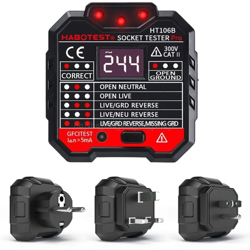 HT106 Электрический тестер гнезда нейтральный живого земельного провода