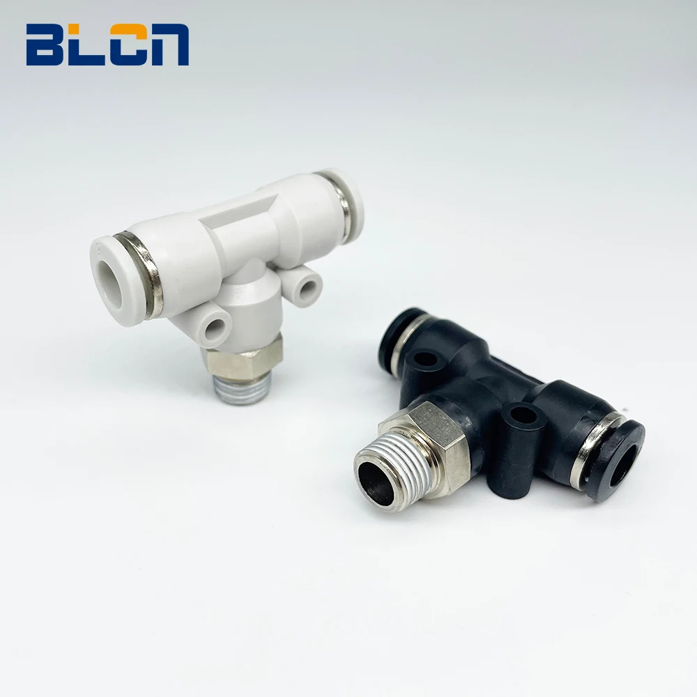 Подводка Т-образная PB Air Pneumatic Push In Fitting 4-16мм для шланга или трубки с наружным диаметром M5 1/8", 1/4", 3/8", 1/2", 3/4" внутренняя резьба BSP.