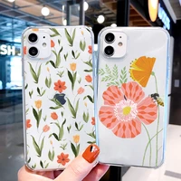 clear phone case for iphone 7 8 plus se 2020 11 12 13 pro max x xs max xr cactus flowers floral soft transparent cover fundas