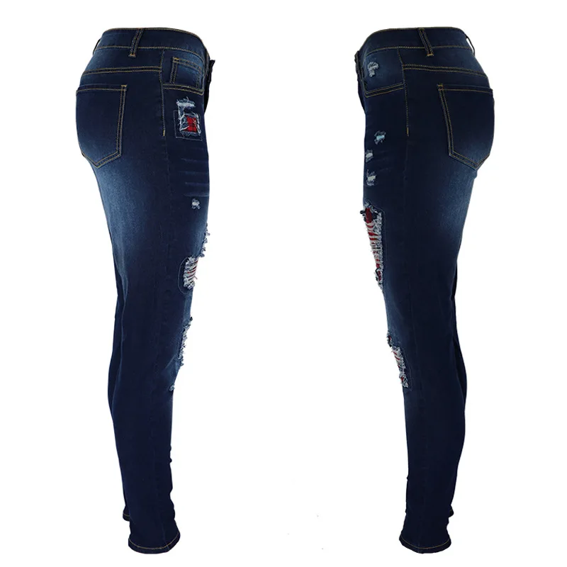 

Women Jeans Lady Trendy Washed Holed Jeans Tight Hip Denim Pencil Pants Mid Waist Distressed Ripped Jeans for Women Streetwear