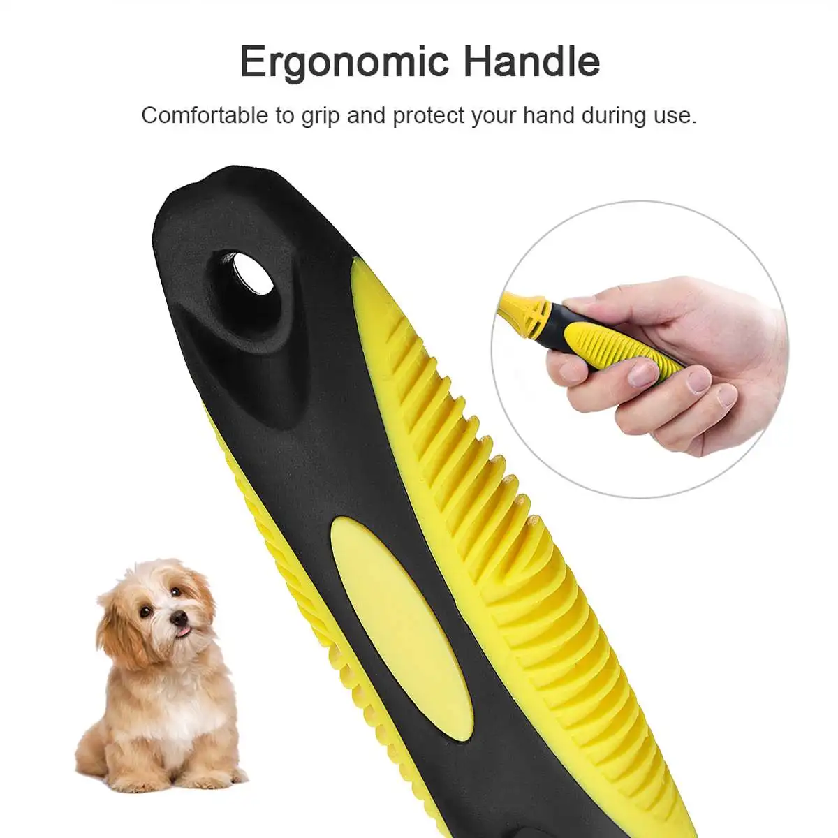 Professional Dog Brush for Hair Removal Stainless Double-sided Pet Comb Rake Efficient and Safe of Under-hair Knots | Дом и сад