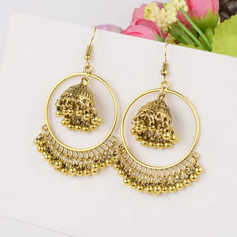 Этнические индийские ювелирные изделия Jhumka Jhumki колокольчики кисточки висячие