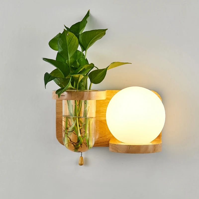 Светодиодная настенная лампа из дерева и стекла современный светодиодный