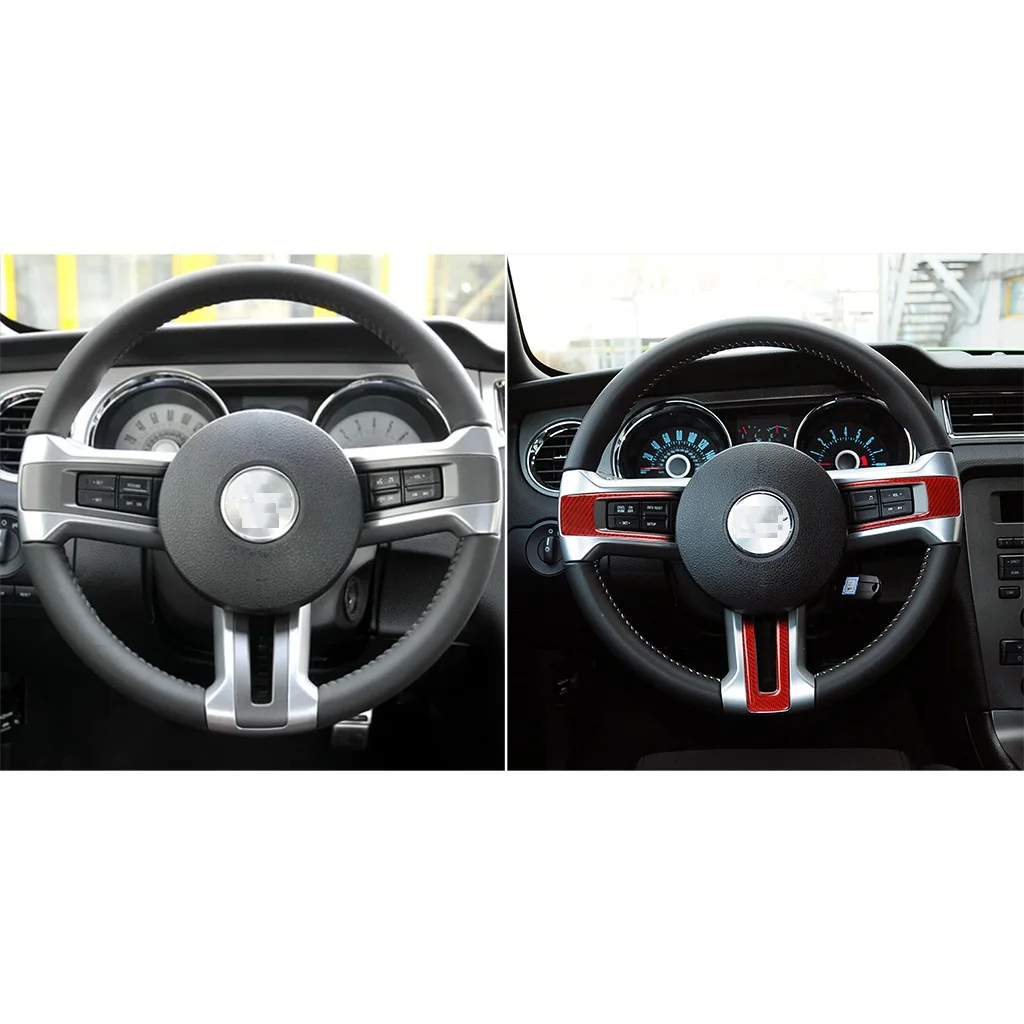 

Car Accessories Carbon Fiber Steering Wheel Stickers For Ford Mustang 2009-2013 3Pcs