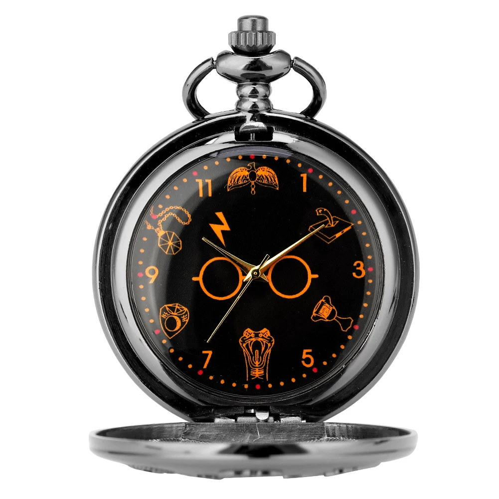 

Classic Lightning Glasses Quartz Pocket Watch Unisex Fashion Clock Steampunk Necklace Chain Pendant Watches Christmas Gifts