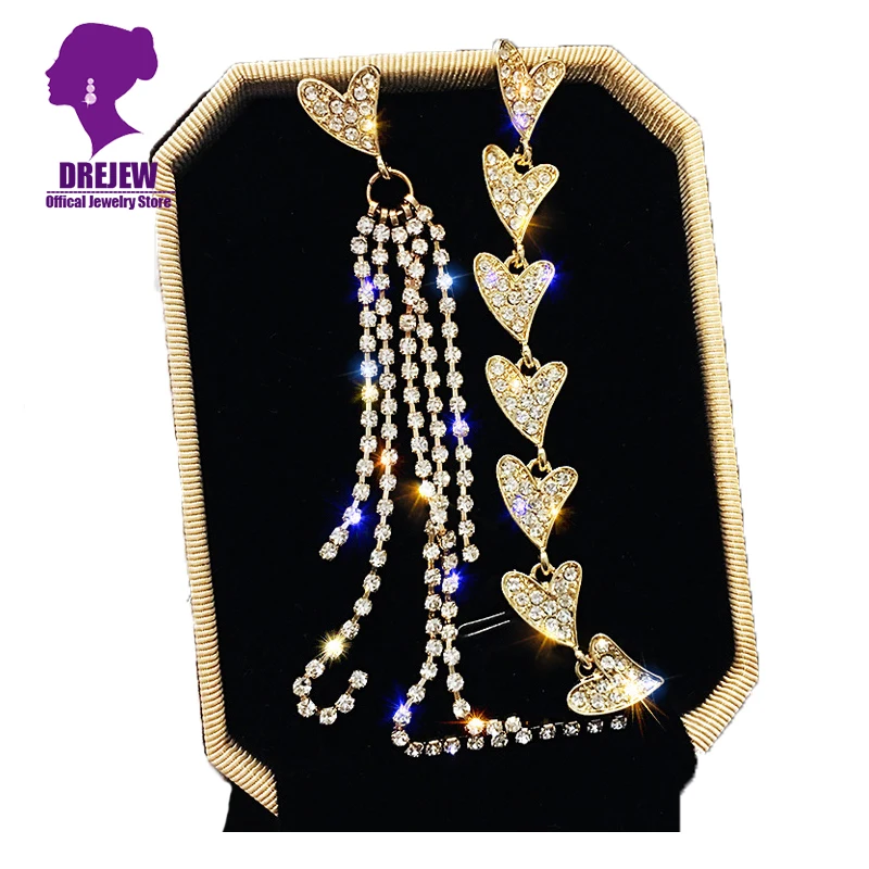 DREJEW Асимметричные золотые и серебряные серьги в форме сердца роскошные