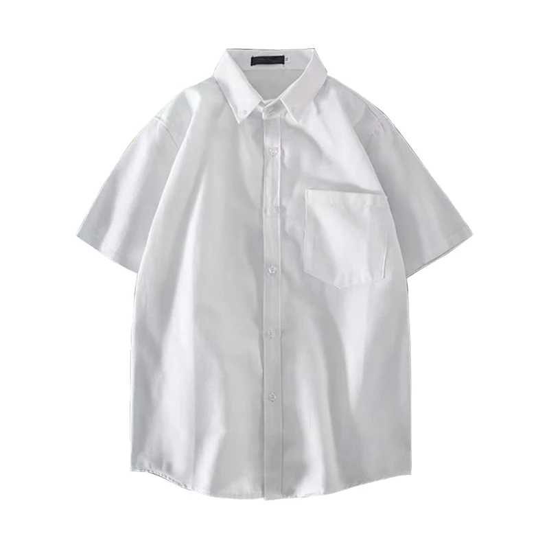 

Men Short Sleeve Oxford Shirt 2021 Summer New Casual Solid Color Soft Comfortable Regular Fit Dress Business Tops