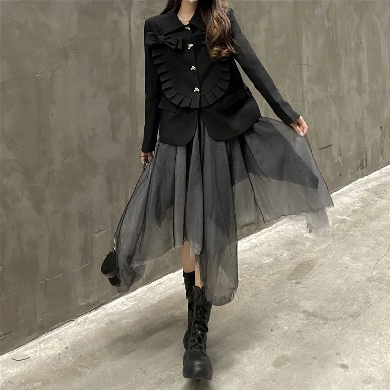 Женский костюм с юбкой осенняя Корейская версия 2021 новый дизайн шикарный длинным