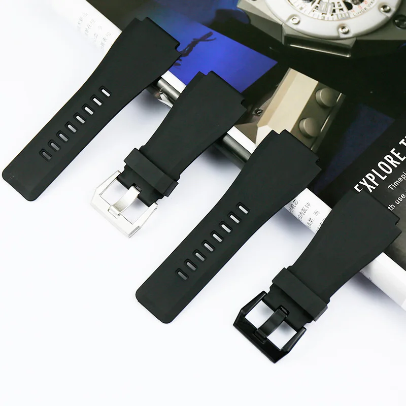 Ремешок резиновый для наручных часов мужской спортивный браслет адаптер Bell & Ross