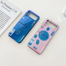 2in1 Bling Glossy Camera Phone Case For Samsung Galaxy Z Fold 3 2 Flip3 Blu Ray Holder Glitter Ultra-Thin Soft TPU Back Cover