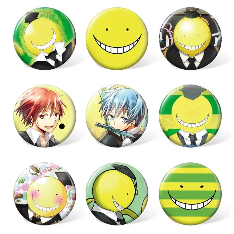 

Assassination Classroom Anime Cartoon Badge Accessories Korosensei and Shiota Nagisa Cosplay Costume Brooch (9pcs/set )