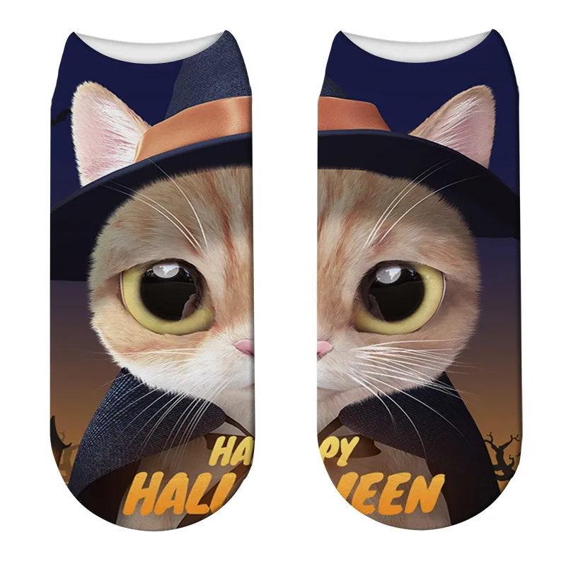 

New Fashion Creative 3D Printed Women Socks Funny Animal Cat Face Cotton Low Ankle Harajuku Socks Unisex Sports Crew Short Socks
