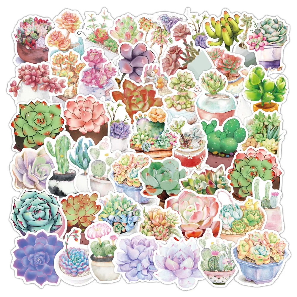 

10/30/50PCS Color Succulents Cartoon Graffiti Cute Girl Laptop Suitcase Skateboard Waterproof Sticker Toy Decoration Wholesale