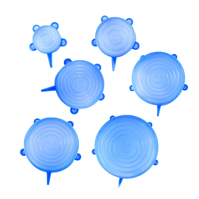 Пищевые силиконовые крышки 6 шт./компл. универсальные для посуды чашек горшков