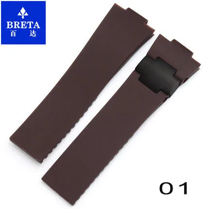 BRETA 25*12 мм водонепроницаемый силиконовый резиновый stap черный коричневый синий ремешок для часов для Ulysse Nardin морской Diver ремешки для часов