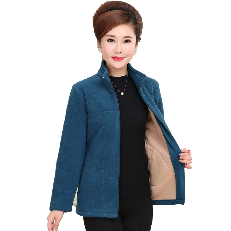 Флисовая куртка с воротником стойкой для женщин среднего возраста Осень зима 2020