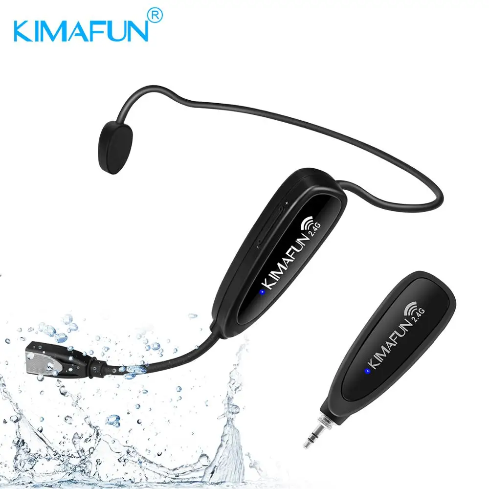 KIMAFUN 2 4G беспроводной фитнес микрофон влагозащищенный гарнитура с перезаряжаемым