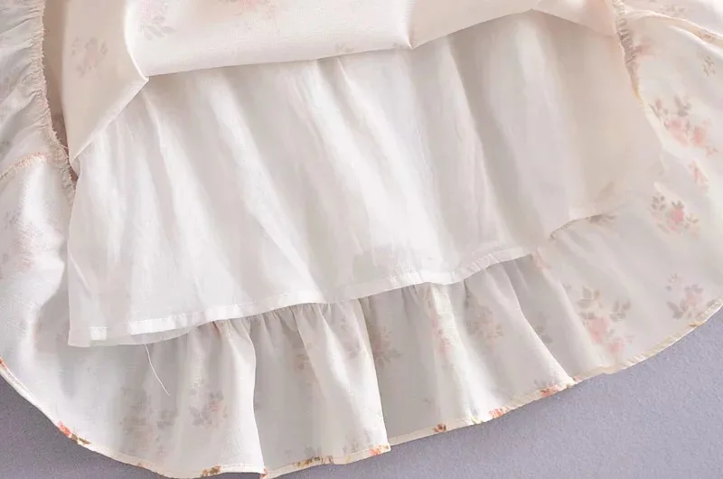 

New European American Vintage Printed Ruffle Waist Strap Dress Korean Gothic Vestidos Evening Dresses