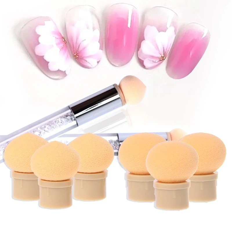 6 шт. губка головки порошок кисть Тени градиентная Ручка Маникюр ногтей