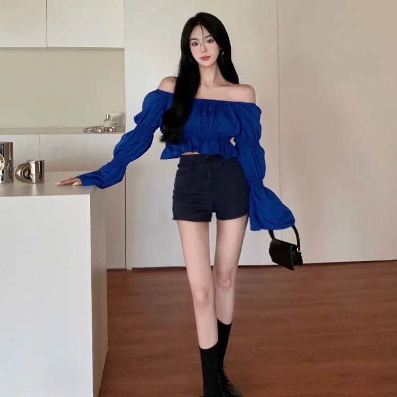 Новинка Осень-зима 2021 джинсовые шорты на молнии с высокой талией в стиле ретро