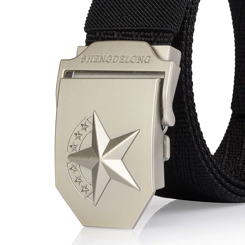 Тканевый ремень с металлической пряжкой со звездами нейлоновый военный пояс