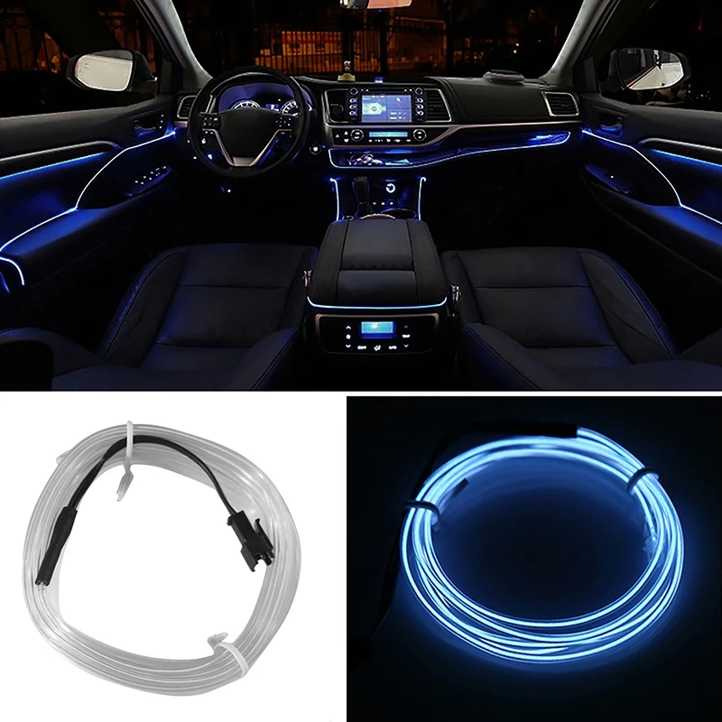 

3Meters Car LED Strips Auto Decoration Atmosphere Lamp 12V Flexible Neon EL Wire Rope Interior LED Car Light