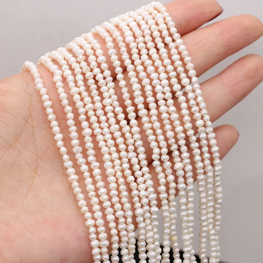 

AAA Grade Natural White Freshwater Potato Shaped Pearl Beads Handmade DIY Elegant Necklace Bracelet Jewelry Loose 2-3mm