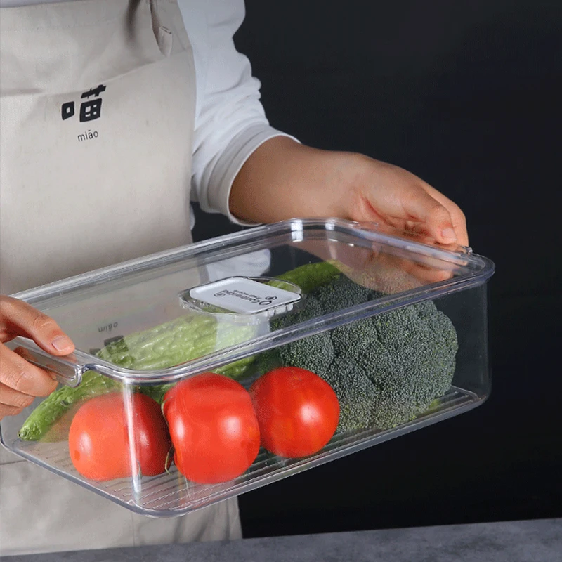 refrigerator storage box with lids food storage bins for fruit vegatable eggs freezer fridge stackable cabinet kitchen organizer free global shipping