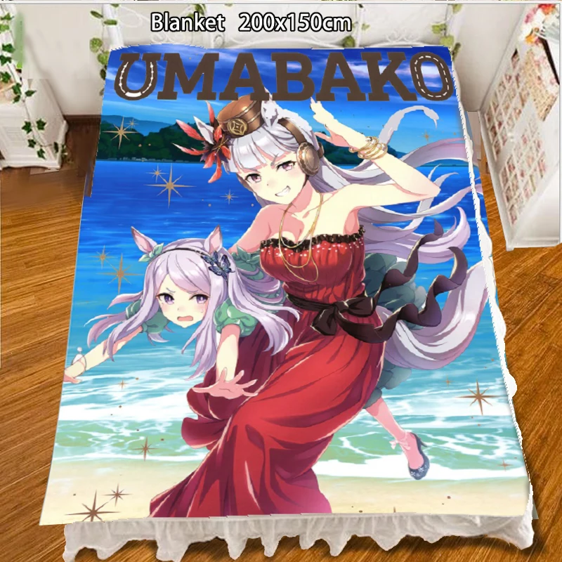 

Anime Fleece Blanket Uma Musume Pretty Derby Gold Ship Mejiro McQueen Quilt Carpet Soft Bedding Accessories 200x150cm